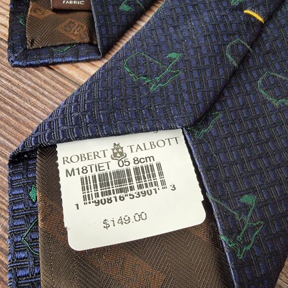Masters Robert Talbott RARE 100% Silk Tie Blue Green W-3.25" L-59" NWT - Picture 2 of 7